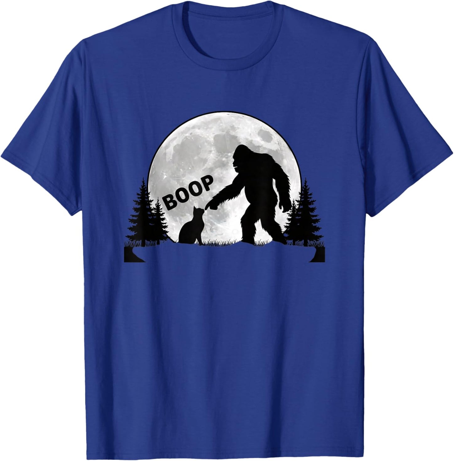Cat Boop Funny Sasquatch and Cat Moon Silhouette T-Shirt - T-Shirt | Royal