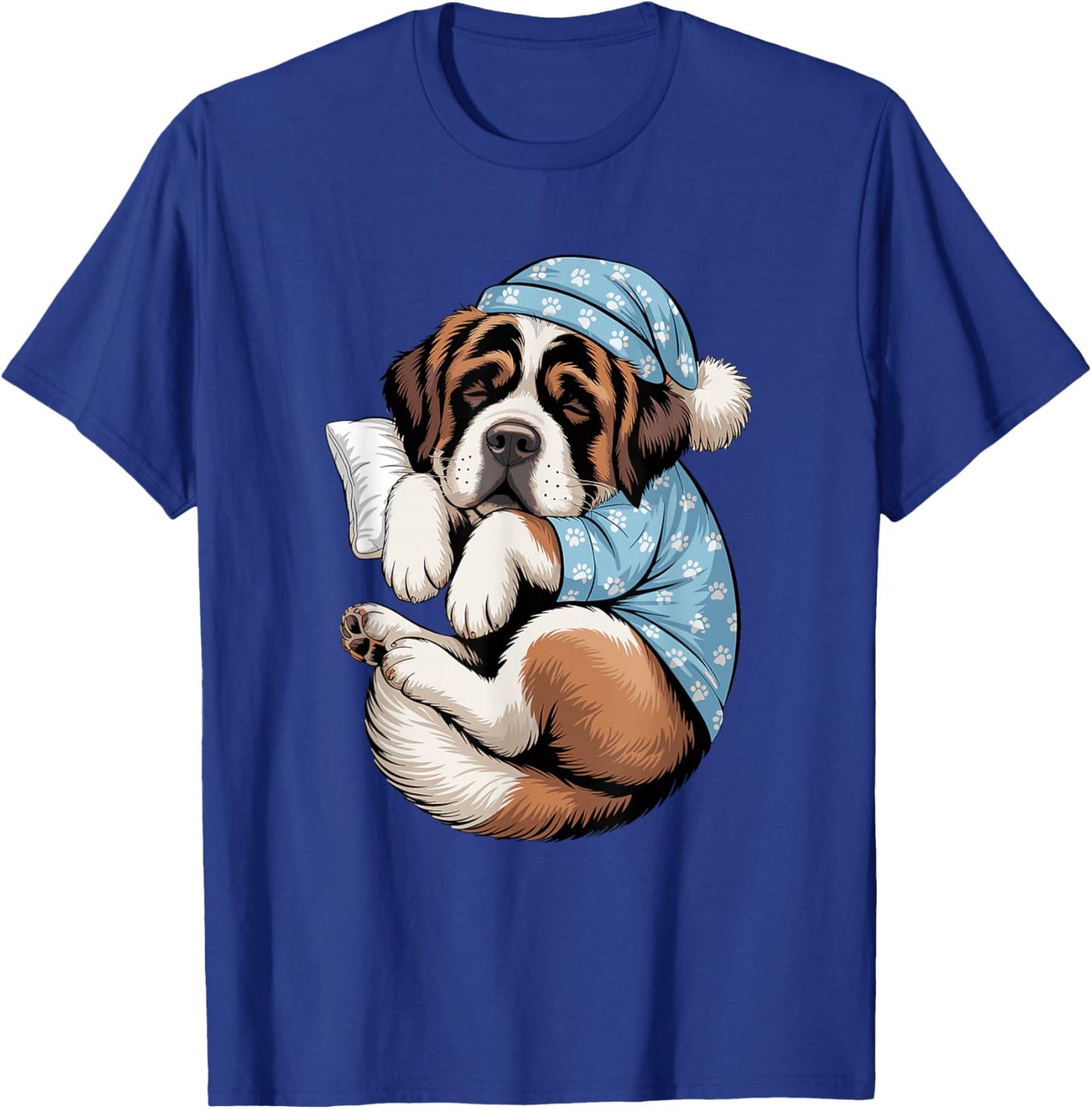Funny Sleepy Saint Bernard Pajama Dog Lover Men Woman Kids T-Shirt - T-Shirt | Royal
