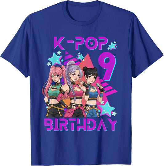 9 Years Birthday K-Pop Children's 9th Birthday Girl K-Pop T-Shirt - T-Shirt | Royal