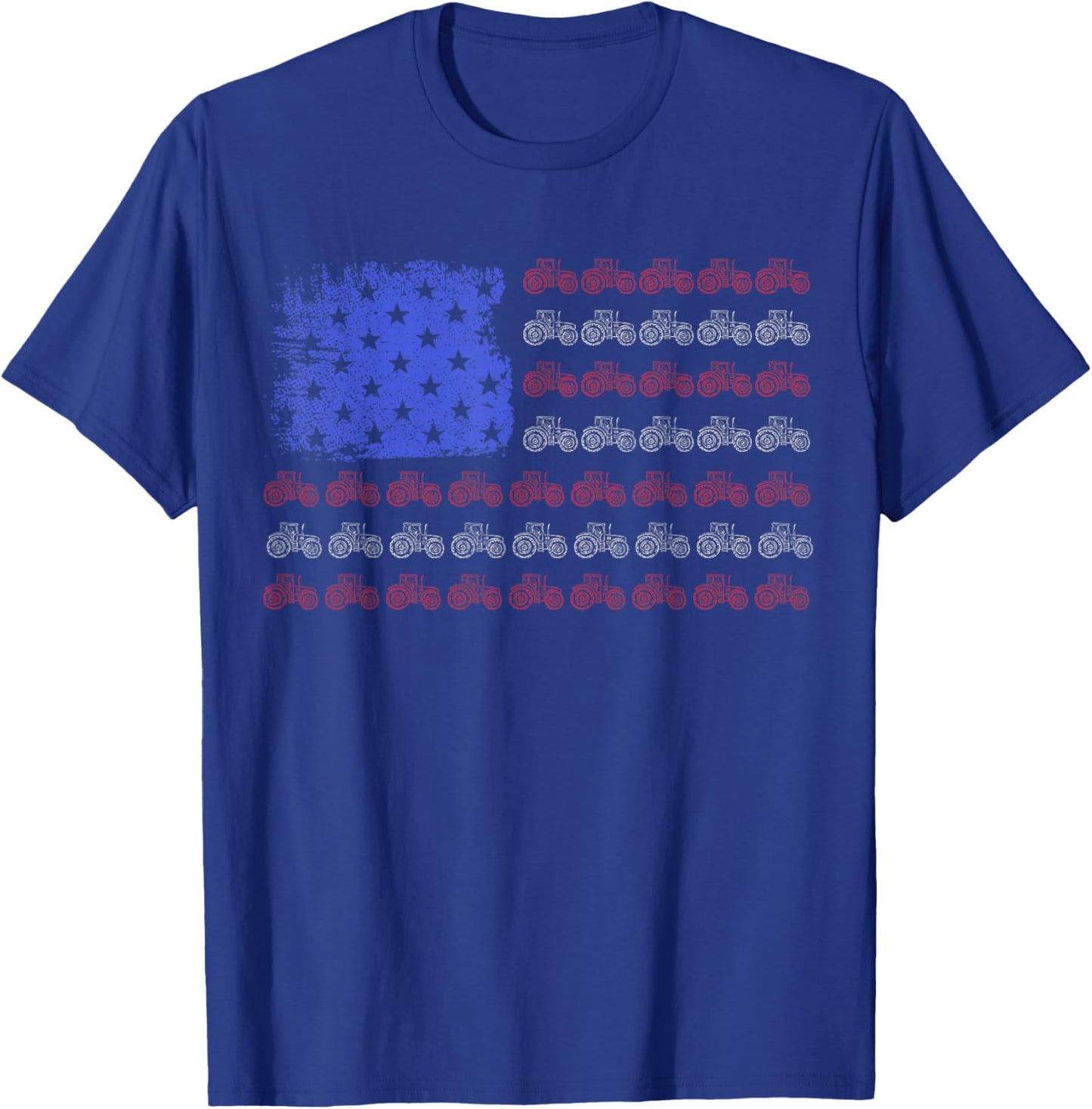 Farmer Tractor American Flag Patriotic Farming T-Shirt - T-Shirt | Royal