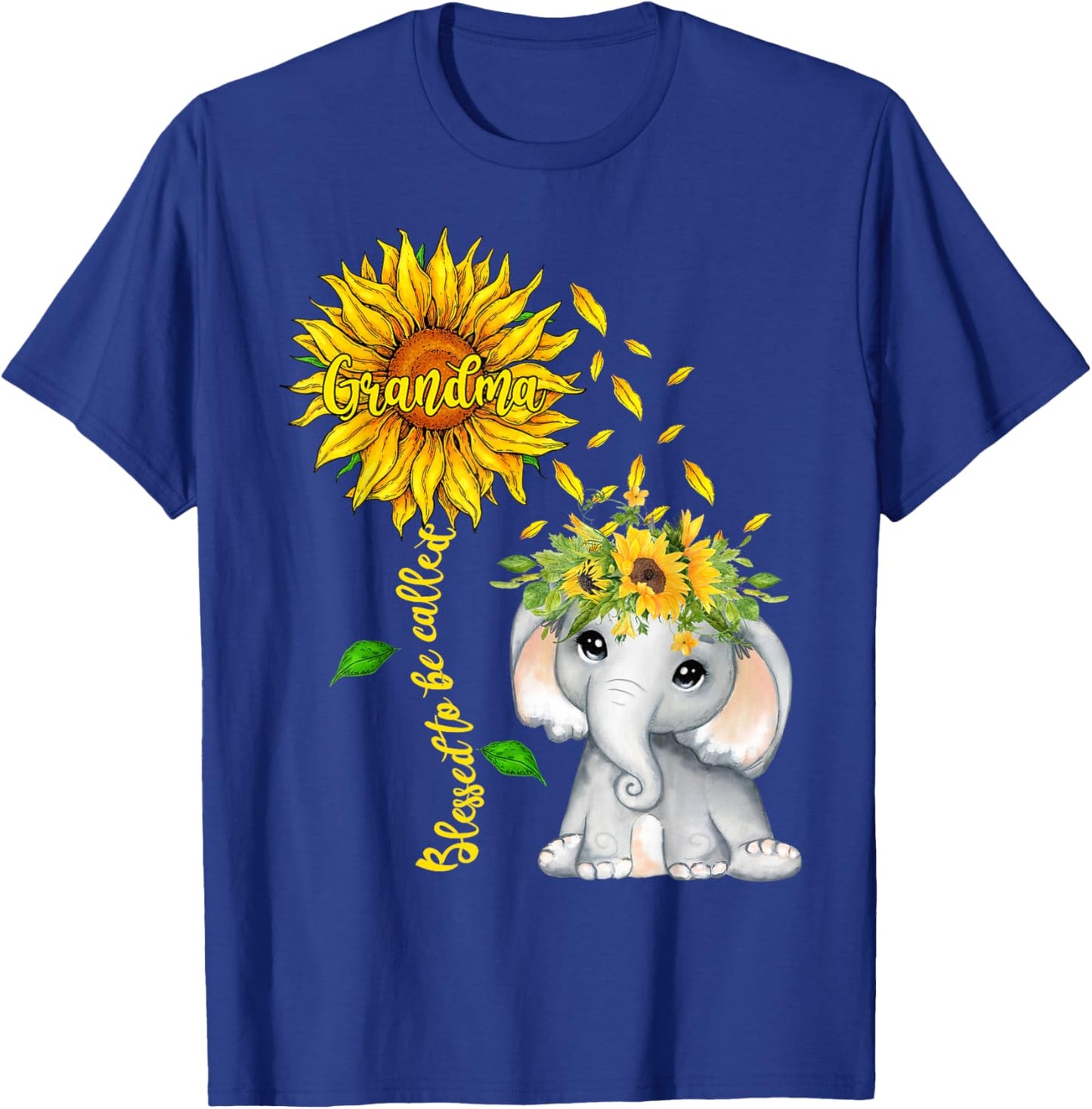 Blessed To Be Called Grandma Sunflower Elephant Women T-Shirt - T-Shirt | Royal