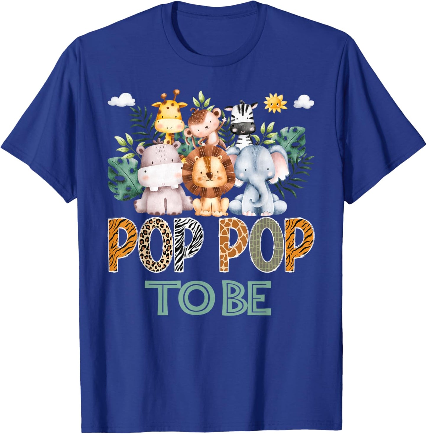 Soon To Be Pop Pop Jungle Animal Safari Gender Reveal T-Shirt - T-Shirt | Royal