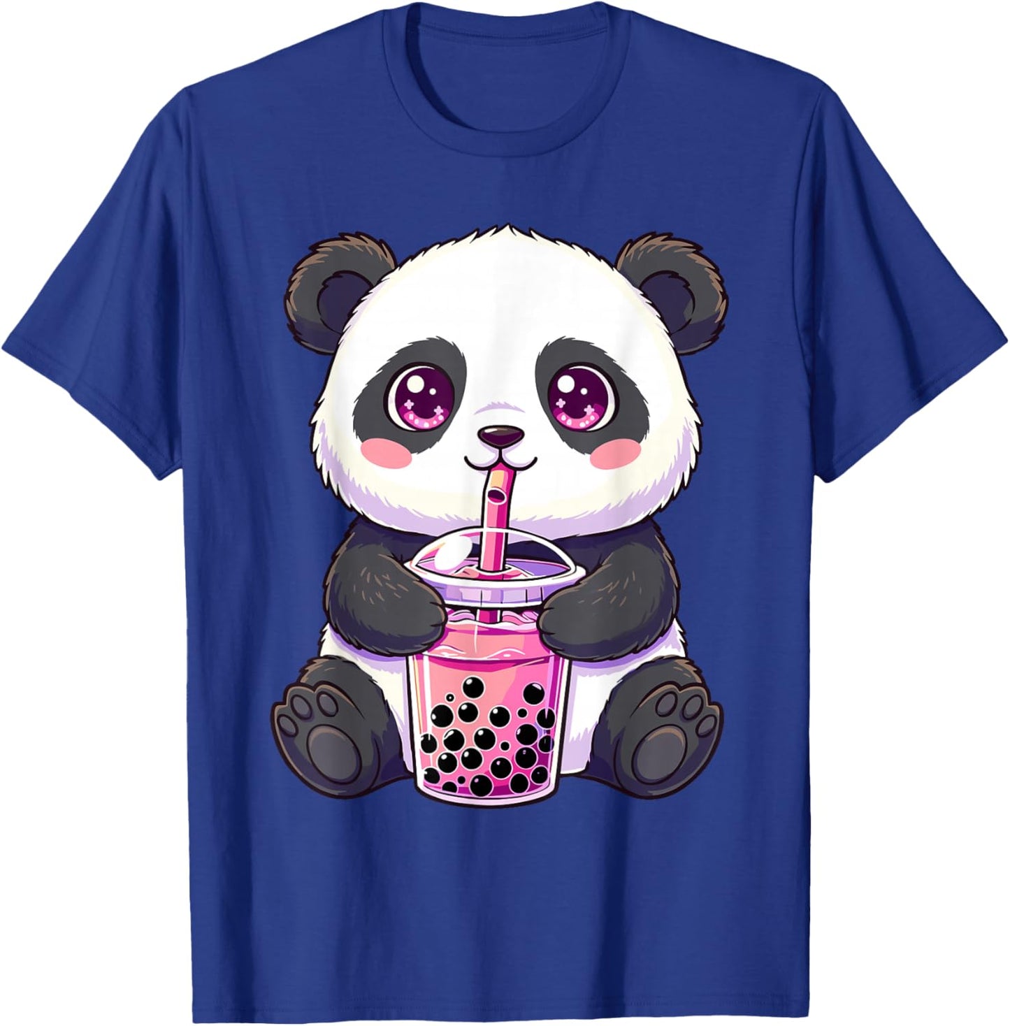 Panda with Boba Bubble Tea Cute Kawaii T-Shirt - T-Shirt | Royal