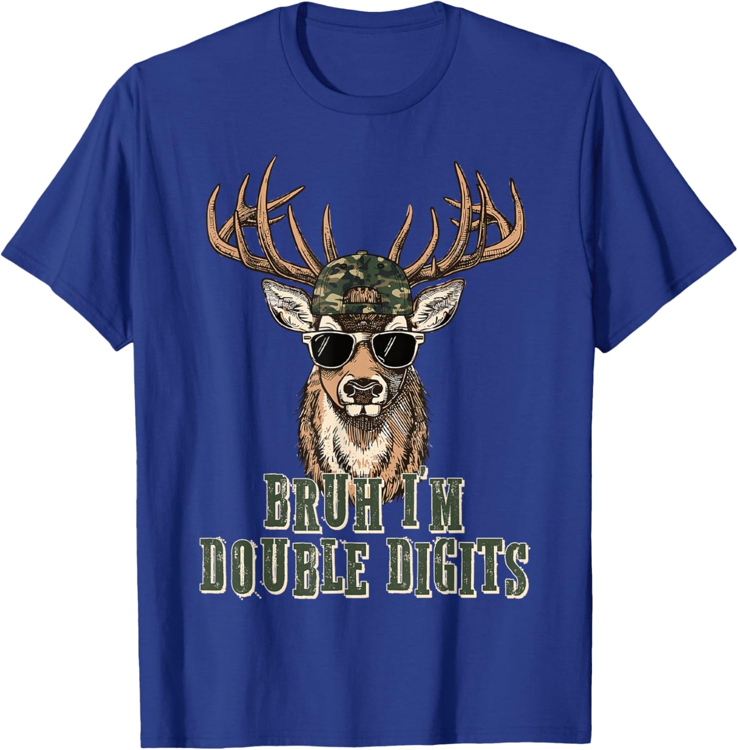 Bruh I'm Double Digits Deer Hunting Hunter 10th Birthday Boy T-Shirt - T-Shirt | Royal