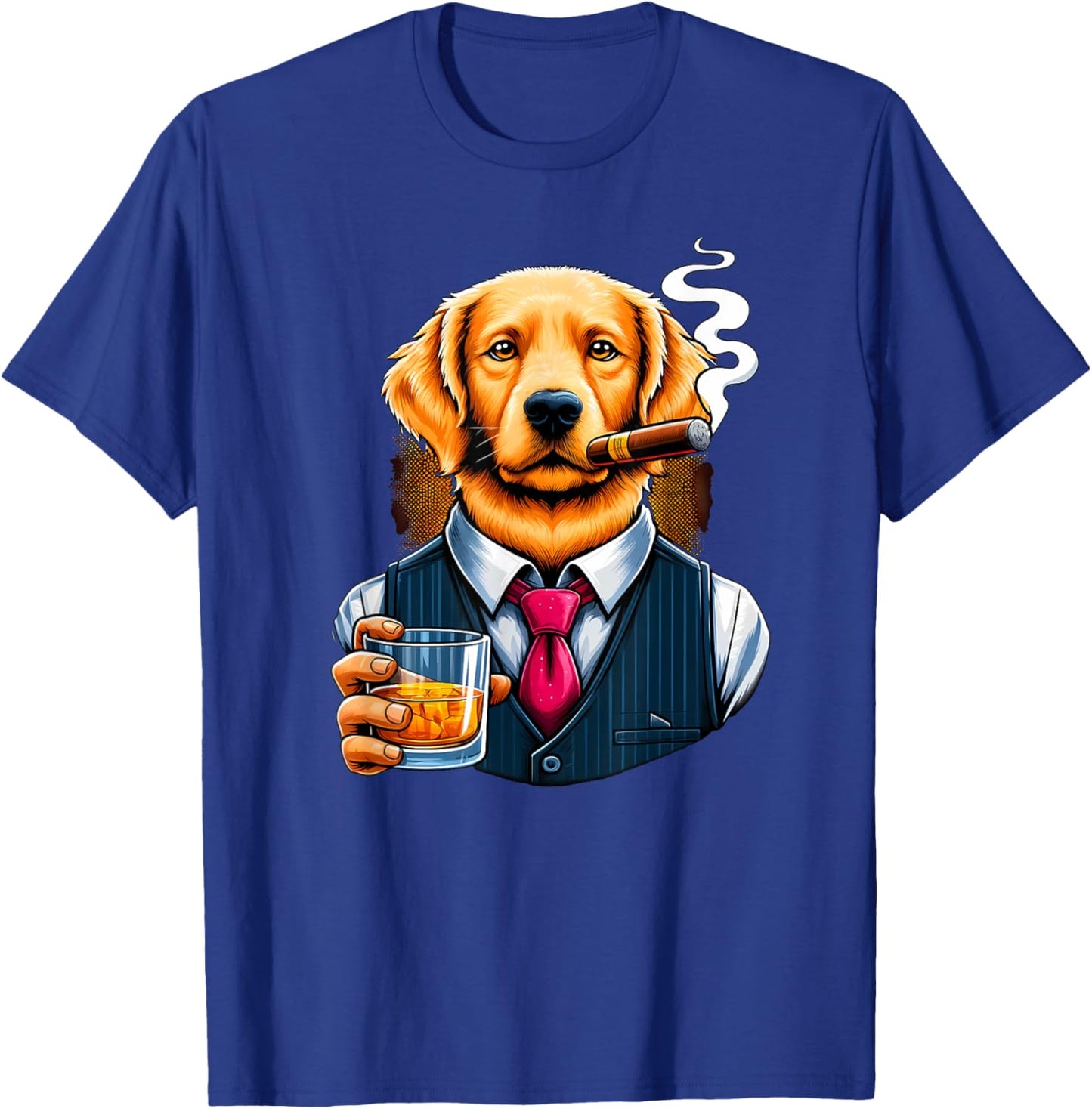 Golden Retriever dog Cigar And Whiskey T-Shirt - T-Shirt | Royal