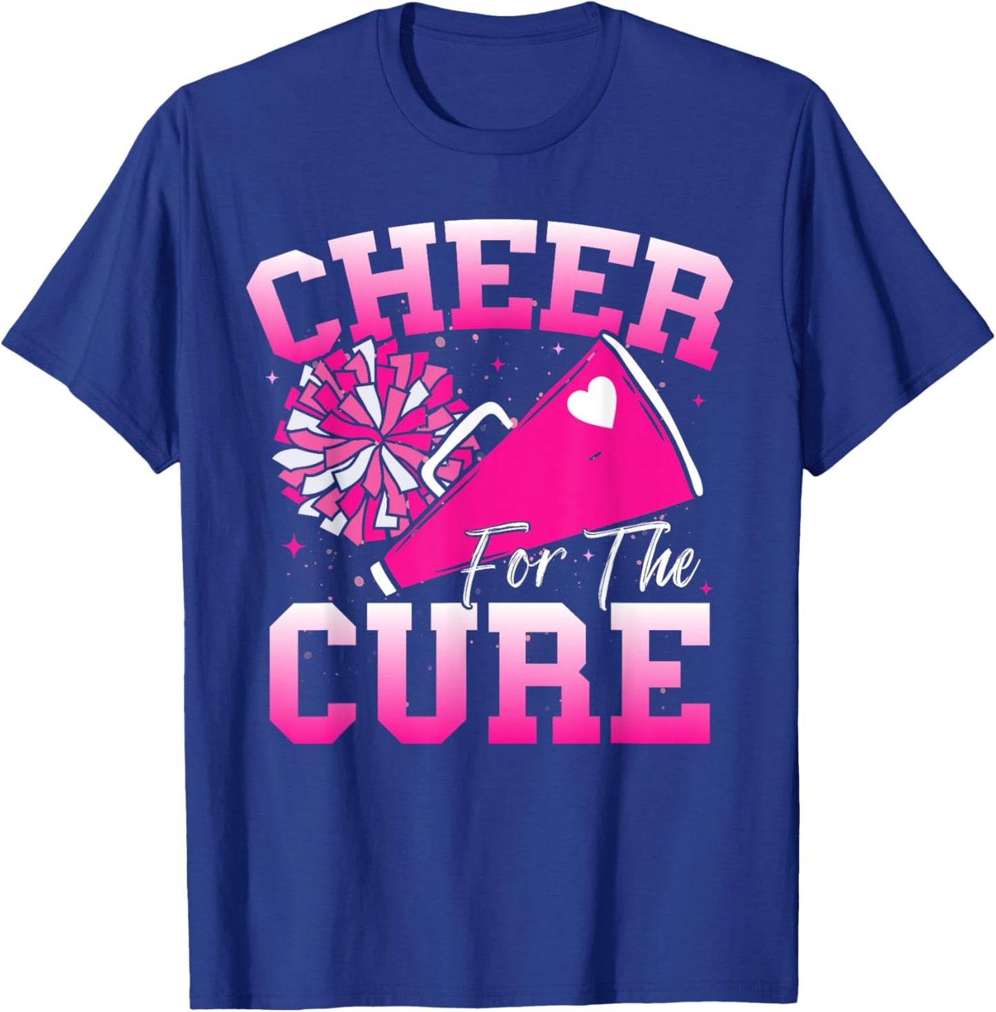 Cheer For The Cure Sport Breast Cancer Awareness Cheerleader T-Shirt - T-Shirt | Royal