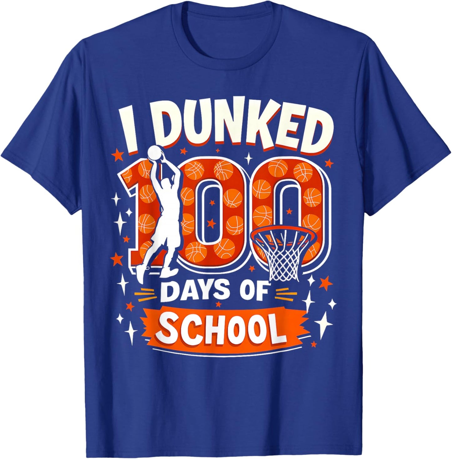 I Dunked 100 Days of School Boys Basketball 100th Day Kids T-Shirt - T-Shirt | Royal