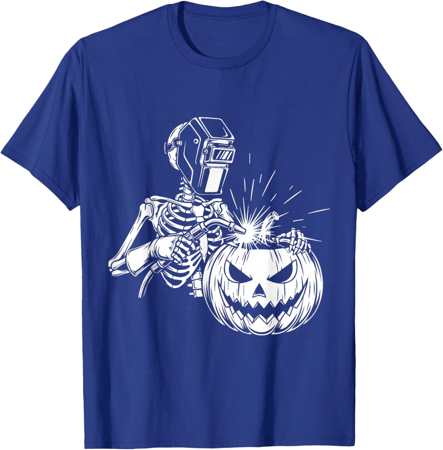 Funny Skeleton Welding Halloween Welder Pumpkin Carving T-Shirt - T-Shirt | Royal