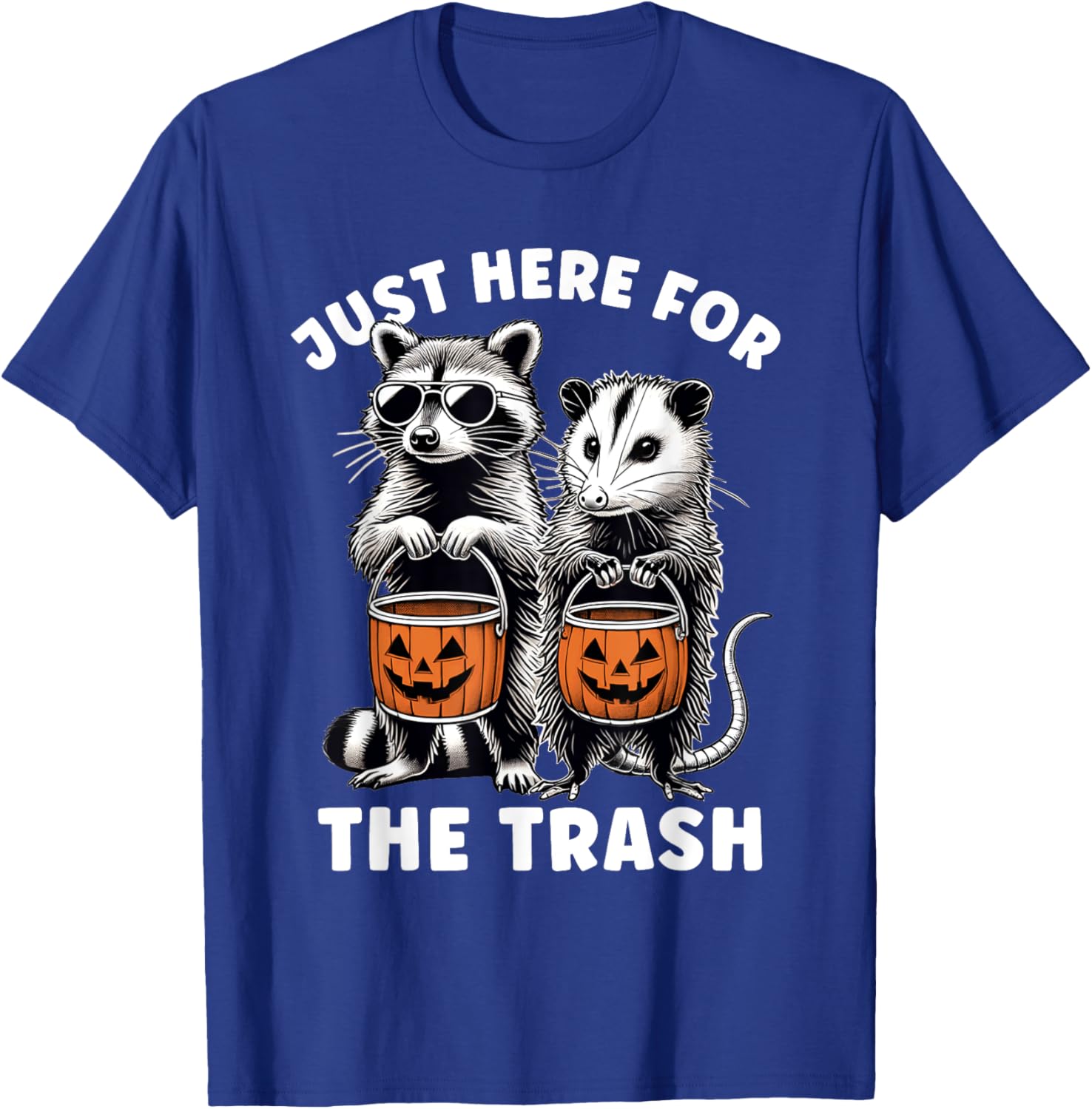 Halloween Raccoon Possum Just Here For The Trash Raccoon T-Shirt - T-Shirt | Royal