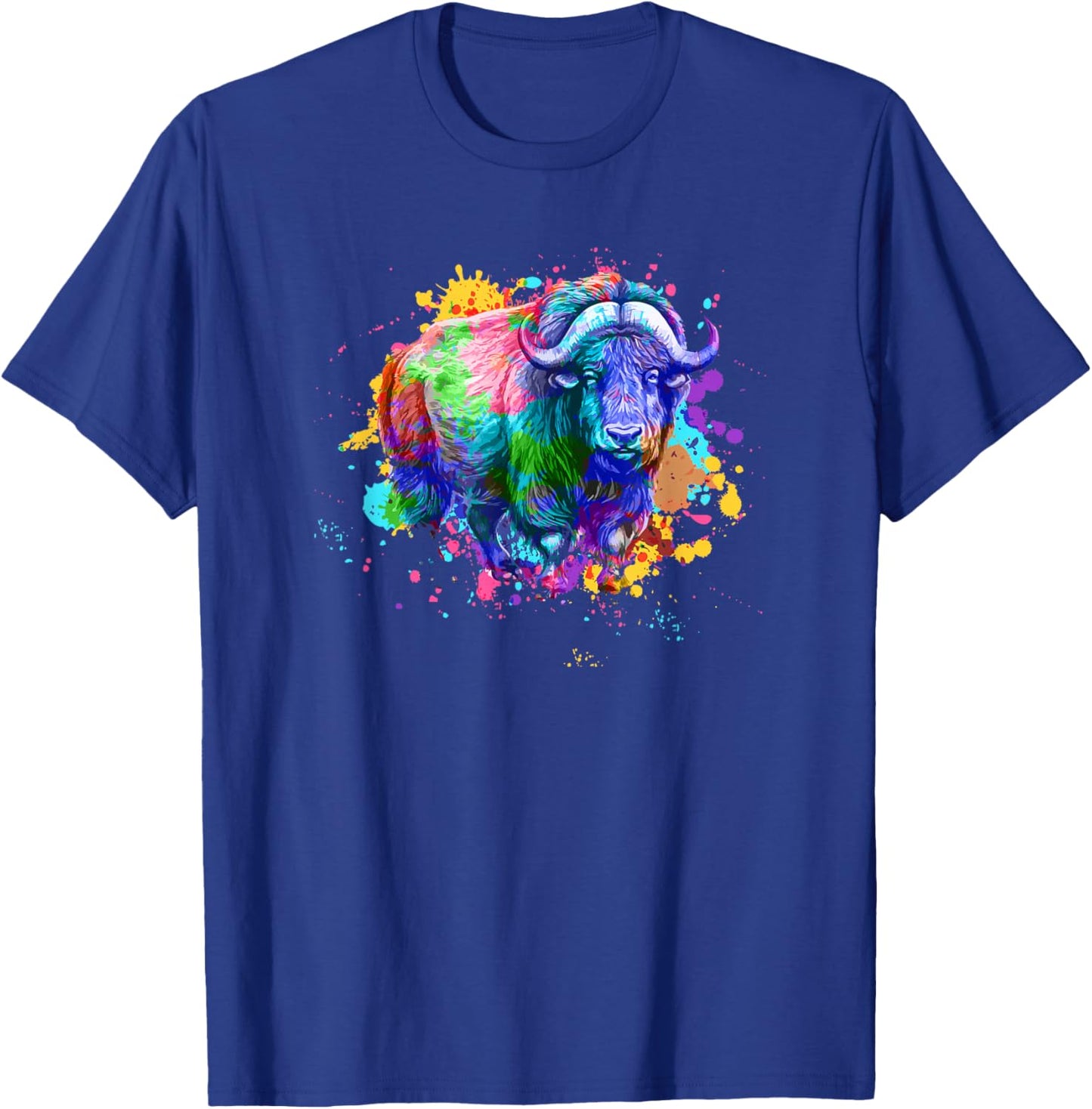 Musk Ox With Watercolors - Musk Ox Muskox T-Shirt - T-Shirt | Royal