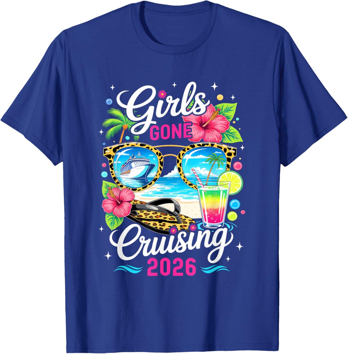 Girls Gone Cruising 2026 Tropical Vacation Party Trip T-Shirt - T-Shirt | Royal