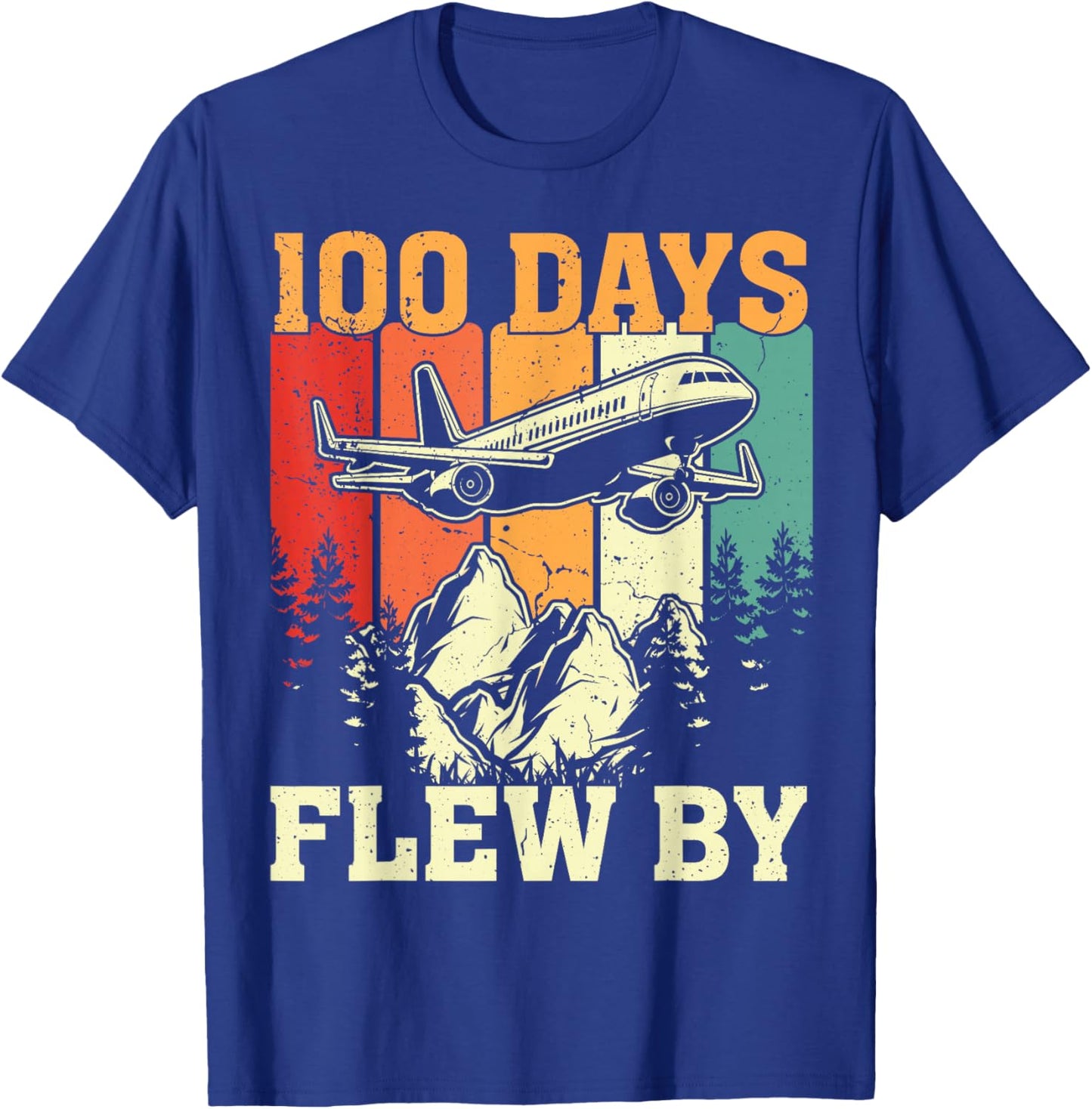 100 Days Just Flew By Airplane 100th Day Of School Teacher T-Shirt - T-Shirt | Royal