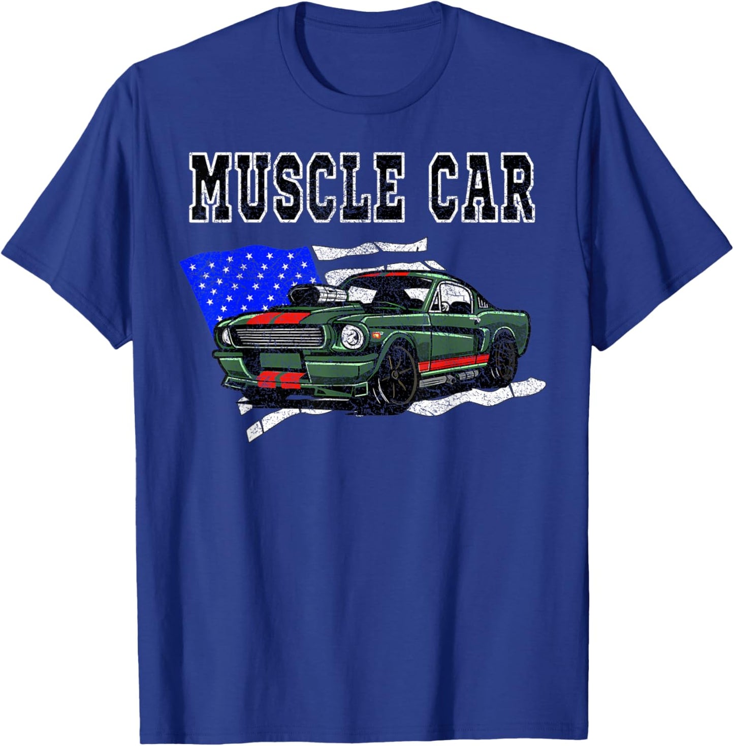 Vintage American Muscle Car Classic Car American Flag T-Shirt - T-Shirt | Royal