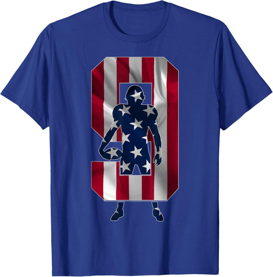 Number 9 Years Football 9th Birthday T-Shirt - T-Shirt | Royal
