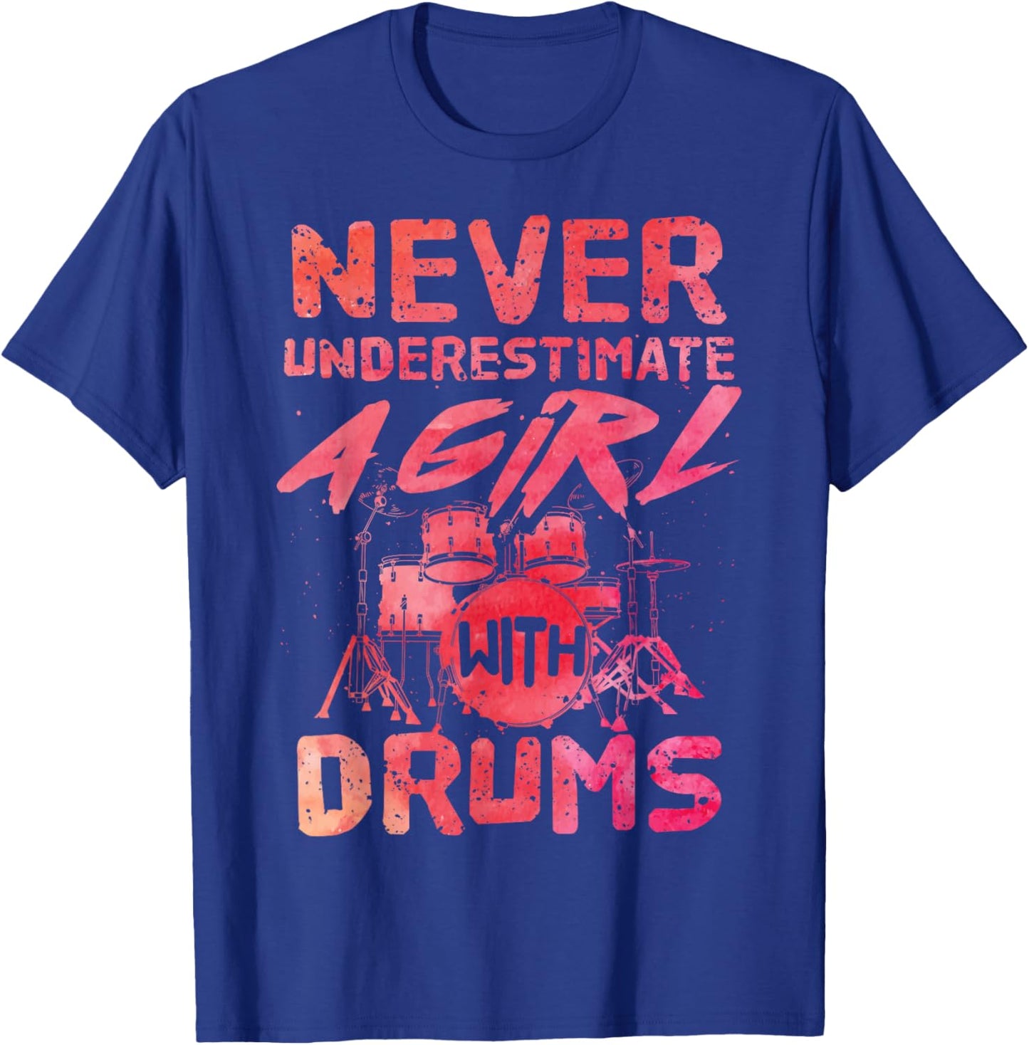 Funny Drummer Art For Girls Women Drumming Drum Set Drummer T-Shirt - T-Shirt | Royal