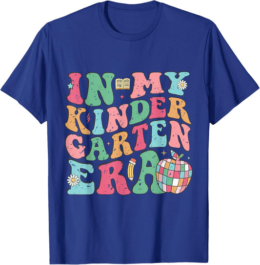In My Kindergarten Era Groovy Kinder Back To School Teacher T-Shirt - T-Shirt | Royal