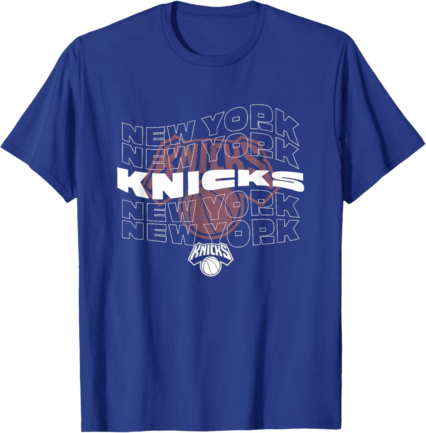 NBA New York Knicks Wave Outline Team Logo T-Shirt - T-Shirt | Royal