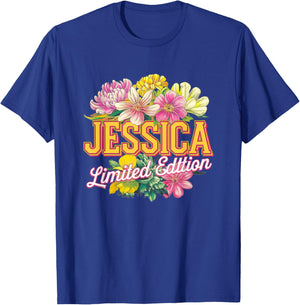 Jessica Limited Edition Flowers Custom Name Wife Grandma T-Shirt - T-Shirt | Royal
