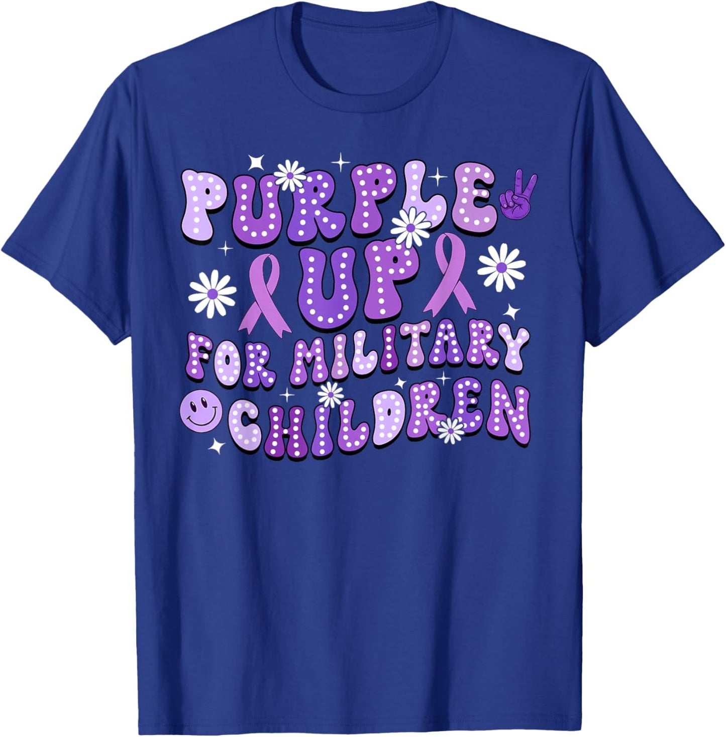 Purple Up for Military Kids Heart Military Children Toddlers T-Shirt - T-Shirt | Royal