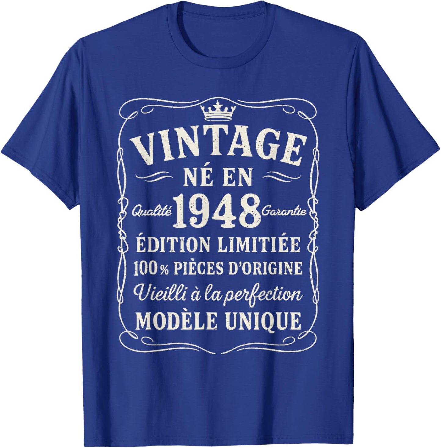Anniversaire 78 Ans Cadeau Vintage Né en 1948 78 Ans Homme T-Shirt - T-Shirt | Royal