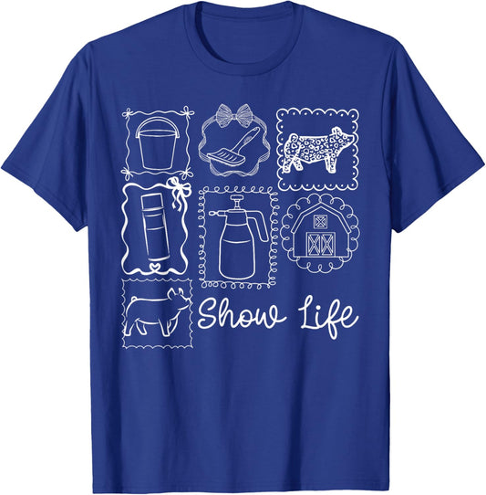 Vintage Stamp Collage Pig Livestock Farm Animal Show Mom T-Shirt - T-Shirt | Royal