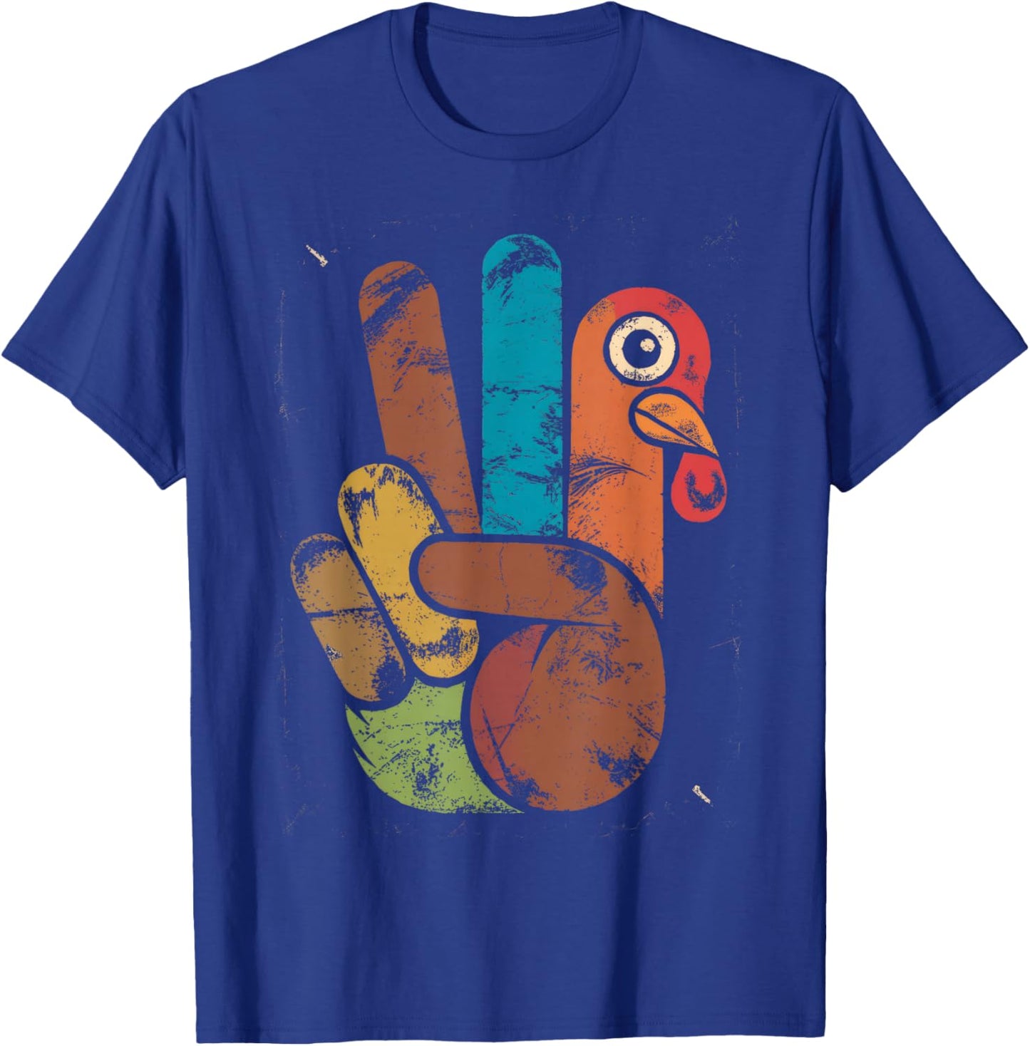 Thanksgiving Peace Sign Turkey Hand Funny Hippie T-Shirt - T-Shirt | Royal