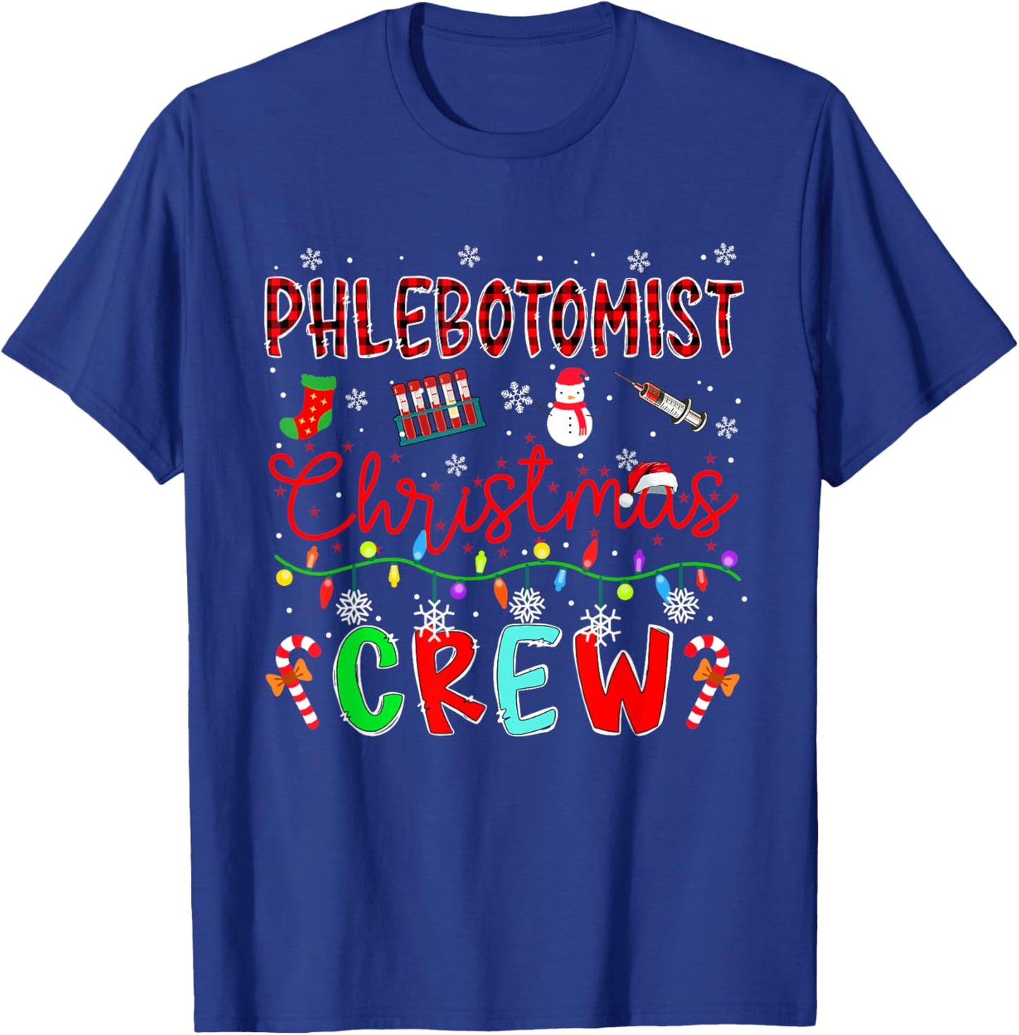 Phlebotomist Christmas Crew Matching Job Team Funny Parties T-Shirt - T-Shirt | Royal