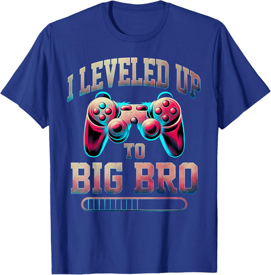 I Leveled Up to Big Bro Funny Gamer Big Brother T-Shirt - T-Shirt | Royal