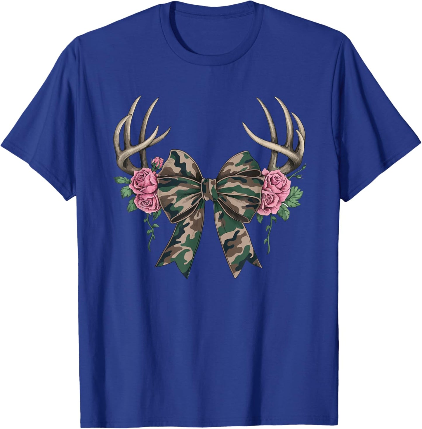 Coquette Camo Bow Camouflage Antlers Hunting Duck Women Girl T-Shirt - T-Shirt | Royal