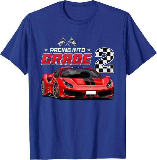 Racing Into 2nd Grade Race Car Back To School Boys T-Shirt - T-Shirt | Royal