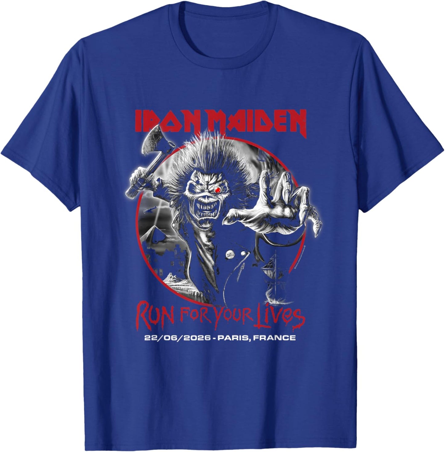 Iron Maiden Run for Your Lives Tour 2026 Paris T-Shirt - T-Shirt | Royal
