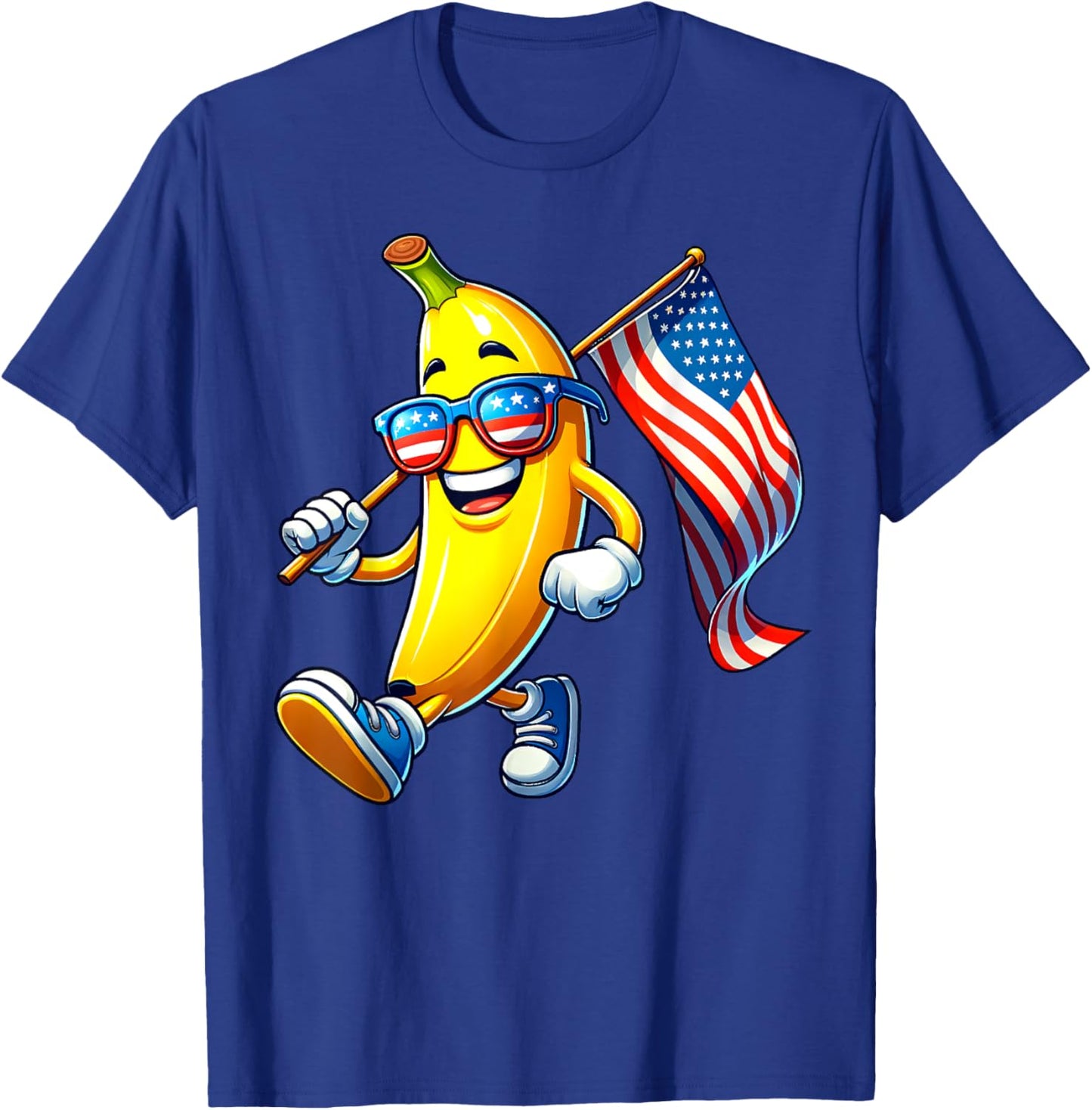 Banana 4th July USA Flag Patriotic America Mom Dad Kids T-Shirt - T-Shirt | Royal