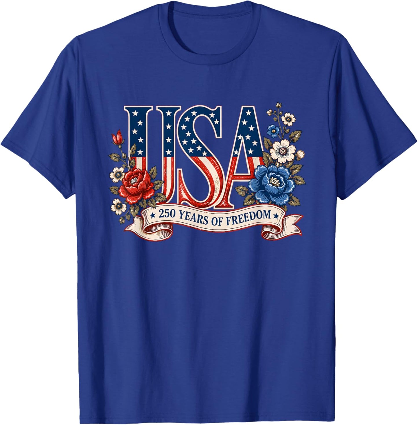 250th Anniversary USA Shirt Women Patriotic 4th of July T-Shirt - T-Shirt | Royal
