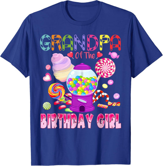 Grandpa Of The Birthday Gifts Girl Candyland Candy Birthday T-Shirt - T-Shirt | Royal