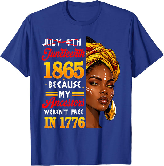 Juneteenth 1865 Afro African American 4th of July Men Women T-Shirt - T-Shirt | Royal