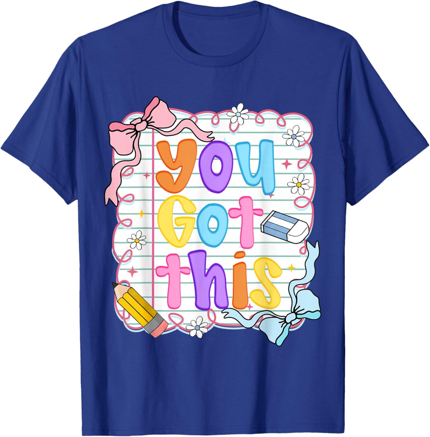 Testing Day Coquette Test Day You Got This Teacher Kid Bow T-Shirt - T-Shirt | Royal