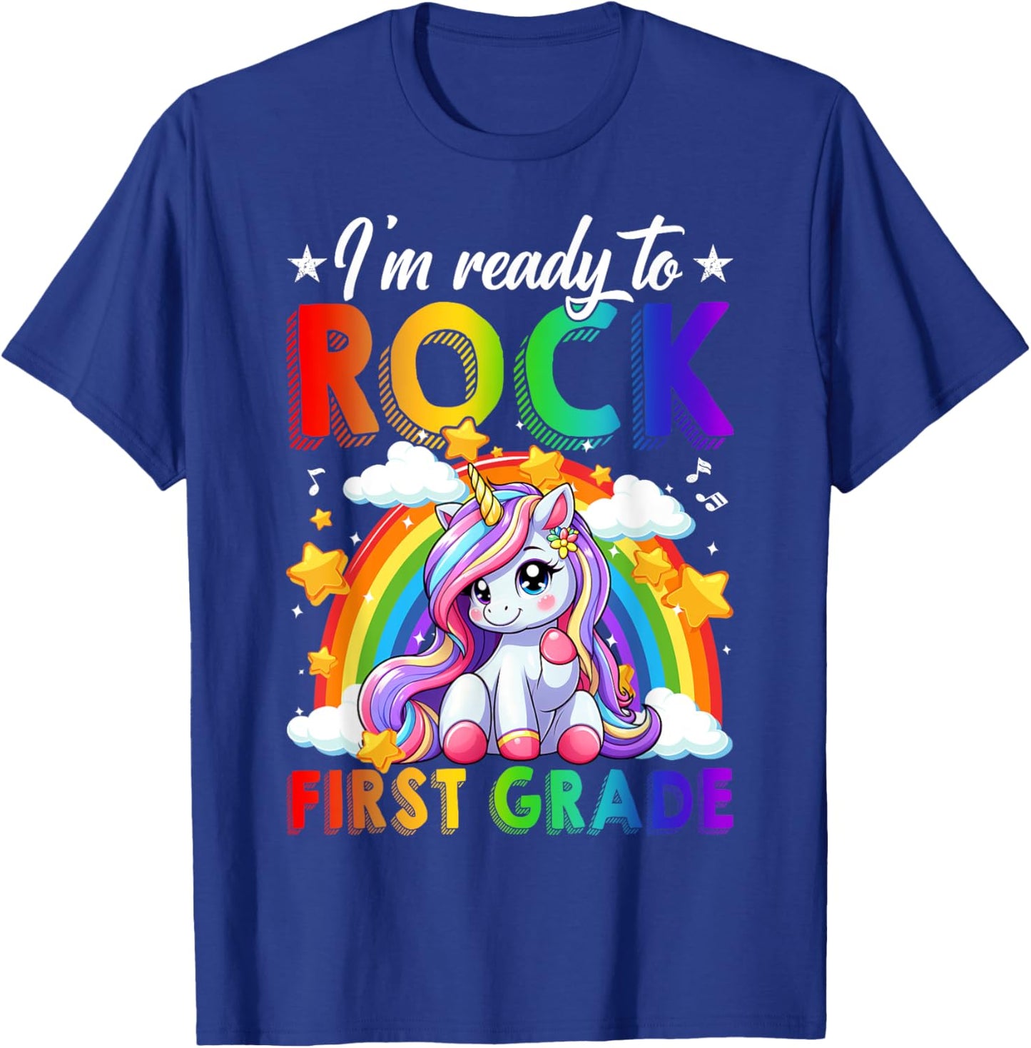 I'm Ready To Rock First Grade Unicorn Back To School Girls T-Shirt - T-Shirt | Royal
