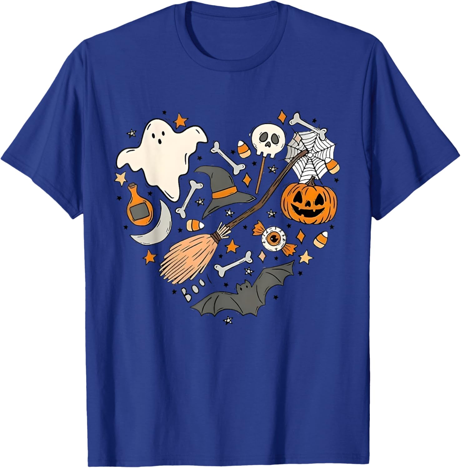 Halloween Doodle Heart Cute Halloween Costume Ghost Funny T-Shirt - T-Shirt | Royal