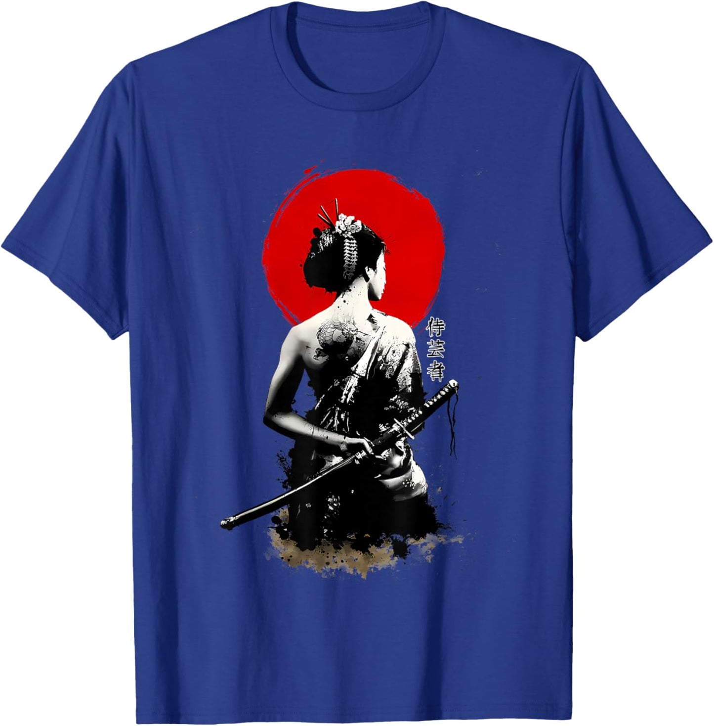 Japanese Geisha Samurai Art Print T-Shirt - T-Shirt | Royal