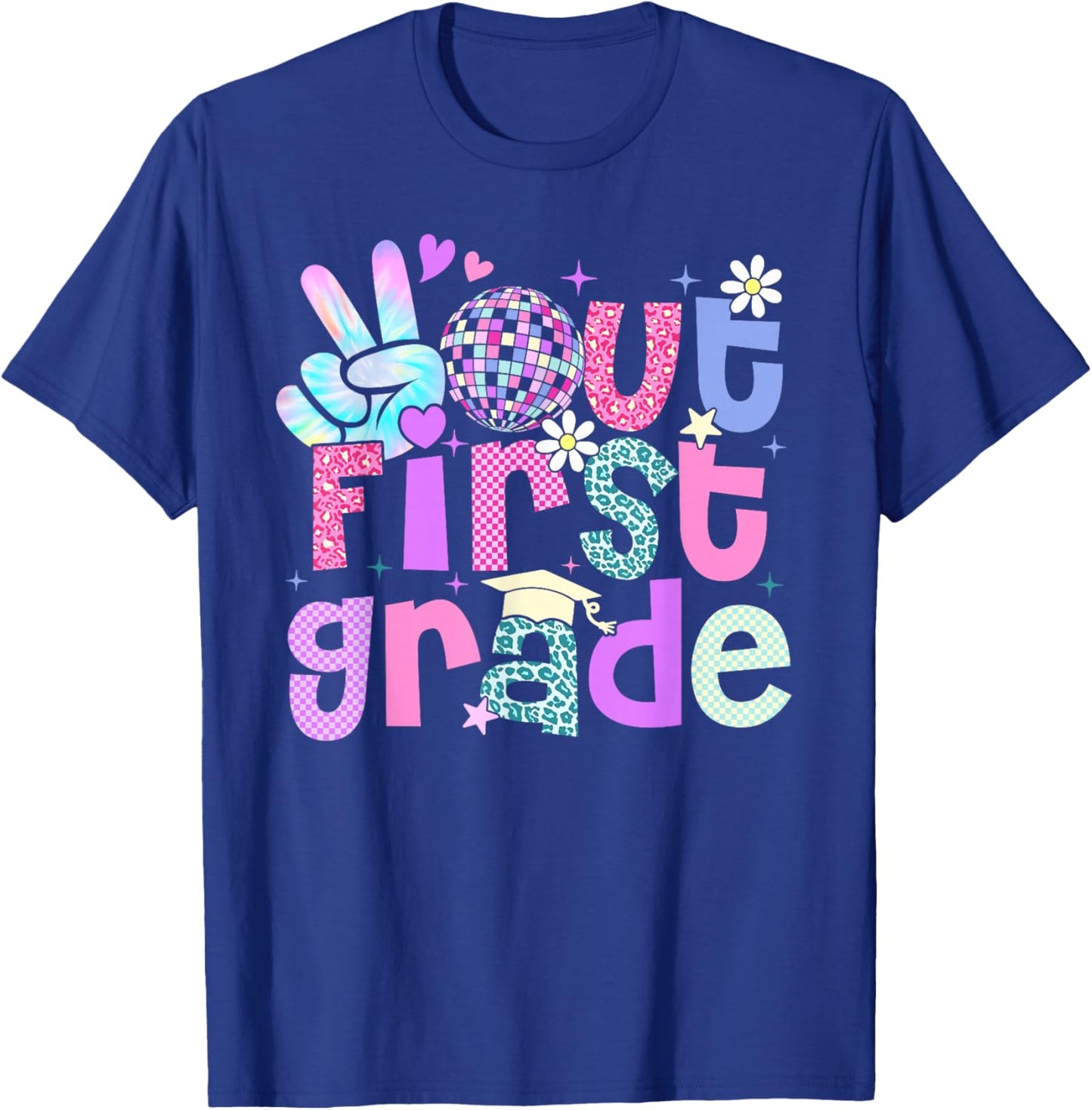 Peace Out First Grade Last Day Of 1st Grade Leopard T-Shirt - T-Shirt | Royal