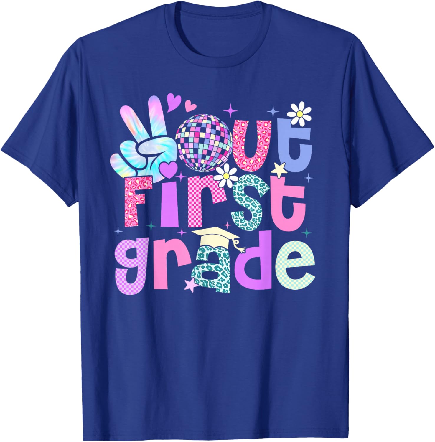 Peace Out First Grade Last Day Of 1st Grade Leopard T-Shirt - T-Shirt | Royal