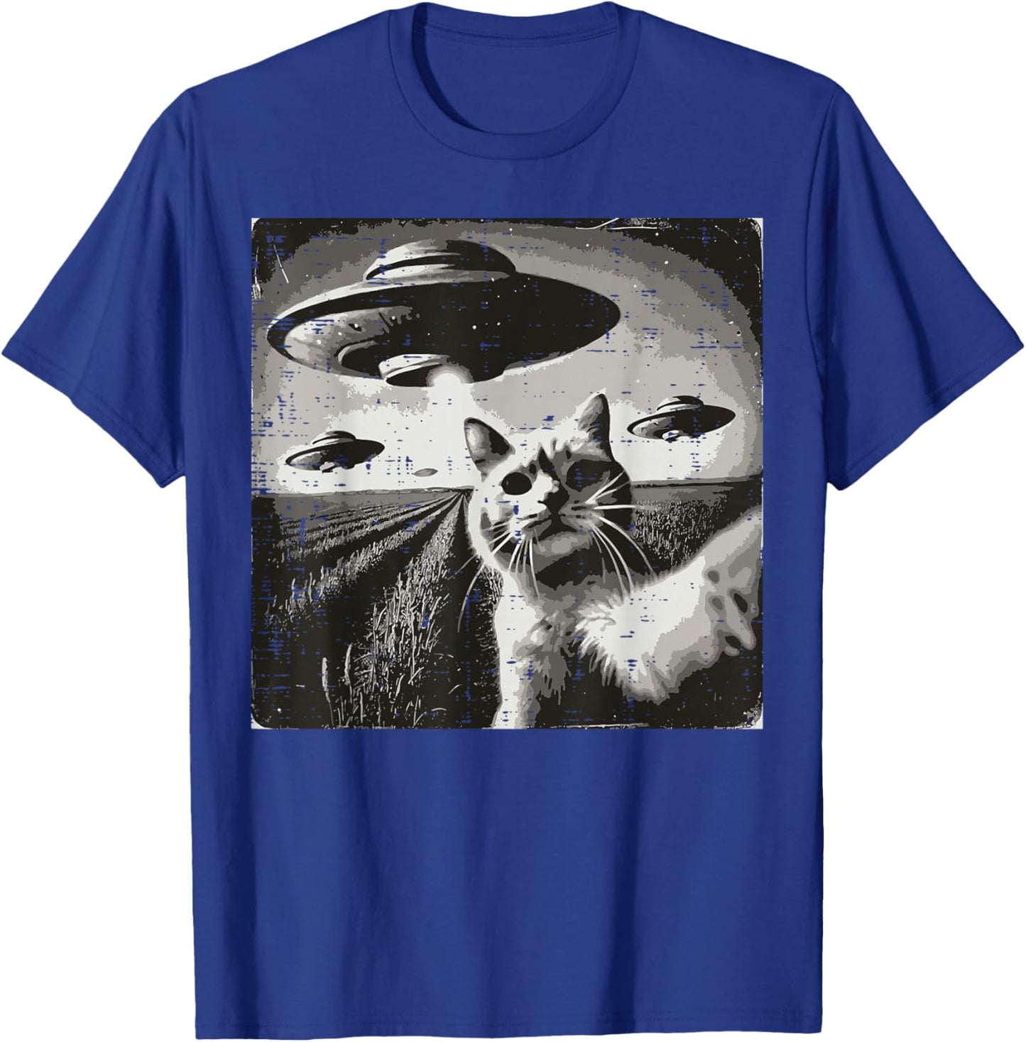 Cat Selfie Alien Ufo Funny Space Kitten Meme Men Women Kids T-Shirt - T-Shirt | Royal