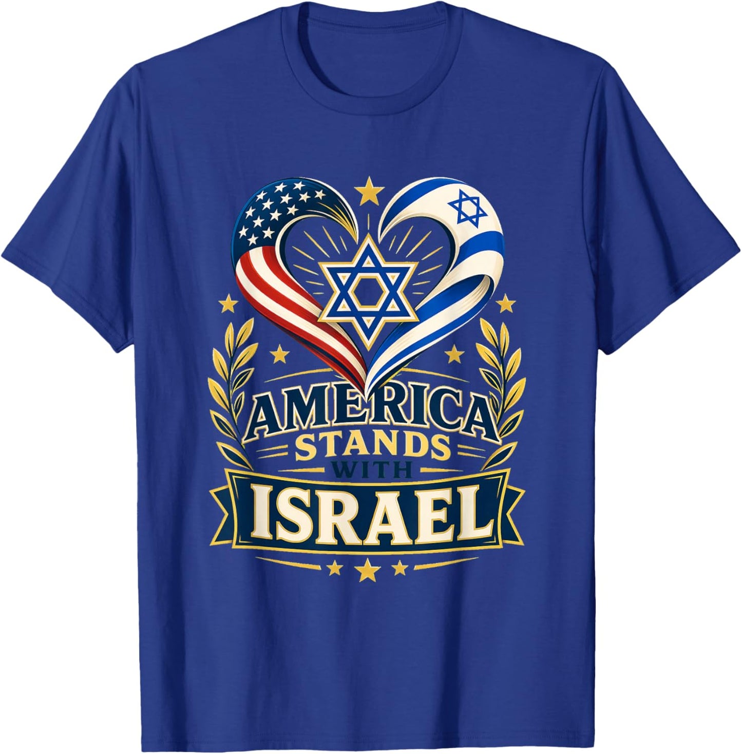 America Stands with Israel Star of David T-Shirt - T-Shirt | Royal
