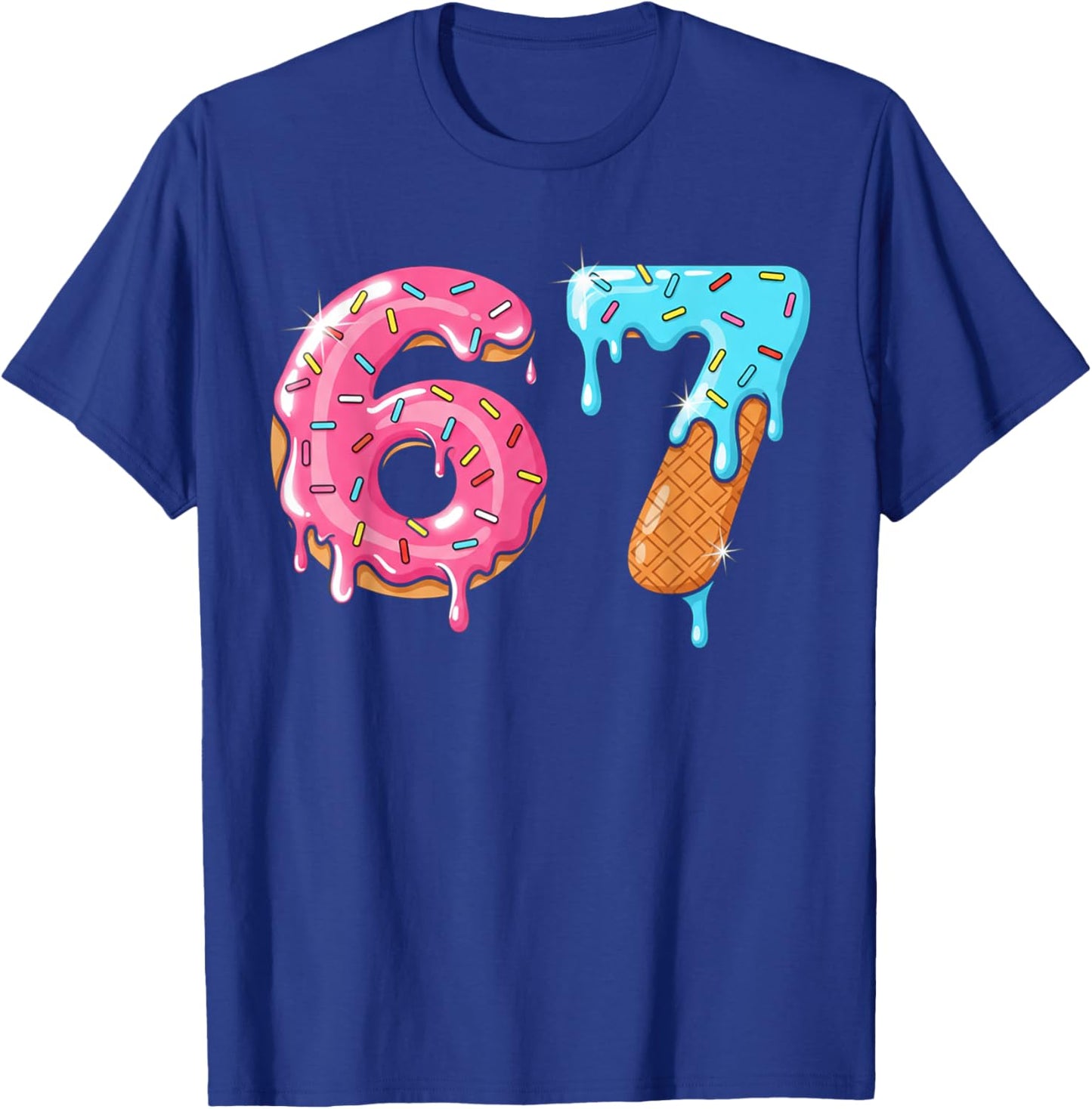 Funny 6 7 Six Seven Christmas Costume Meme Donut Ice Cream T-Shirt - T-Shirt | Royal