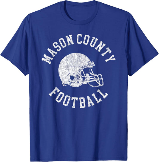 Mason County Football Throwback Football Helmet Retro T-Shirt - T-Shirt | Royal