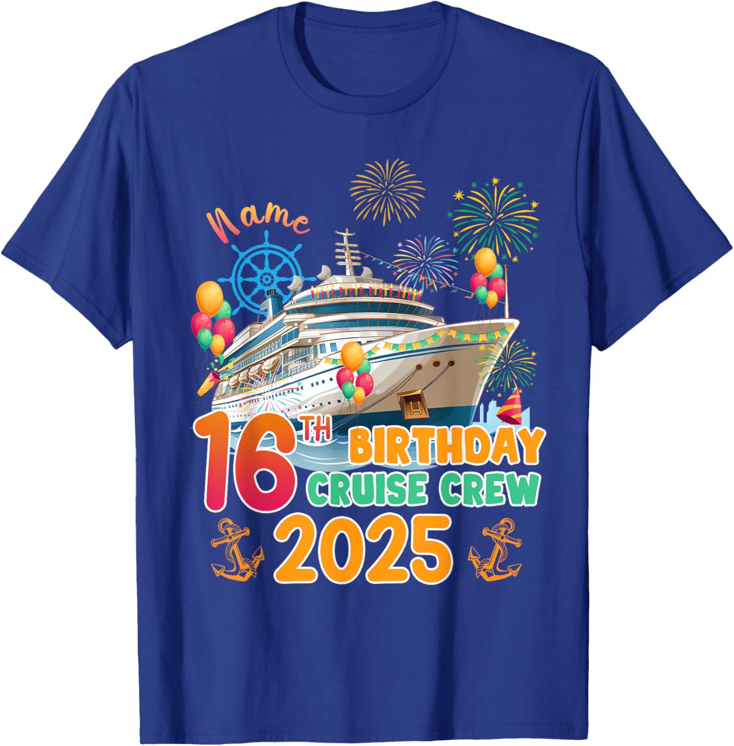 16th Birthday Cruise Crew 2025 16 Years Old Cruising Trip T-Shirt - T-Shirt | Royal