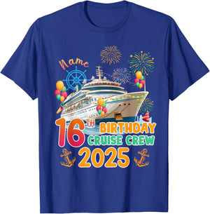 16th Birthday Cruise Crew 2025 16 Years Old Cruising Trip T-Shirt - T-Shirt | Royal