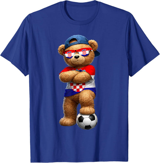 Croatian Flag Teddy Player Sports Outfit for Croatia T-Shirt - T-Shirt | Royal