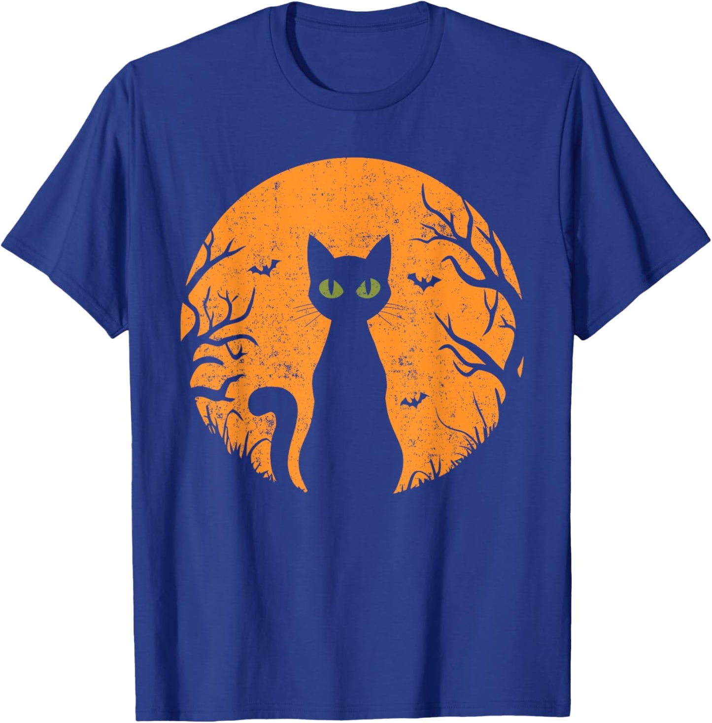 Vintage Scary Halloween Cat Costume Retro Cat Moon Men Women Kids T-Shirt - T-Shirt | Royal