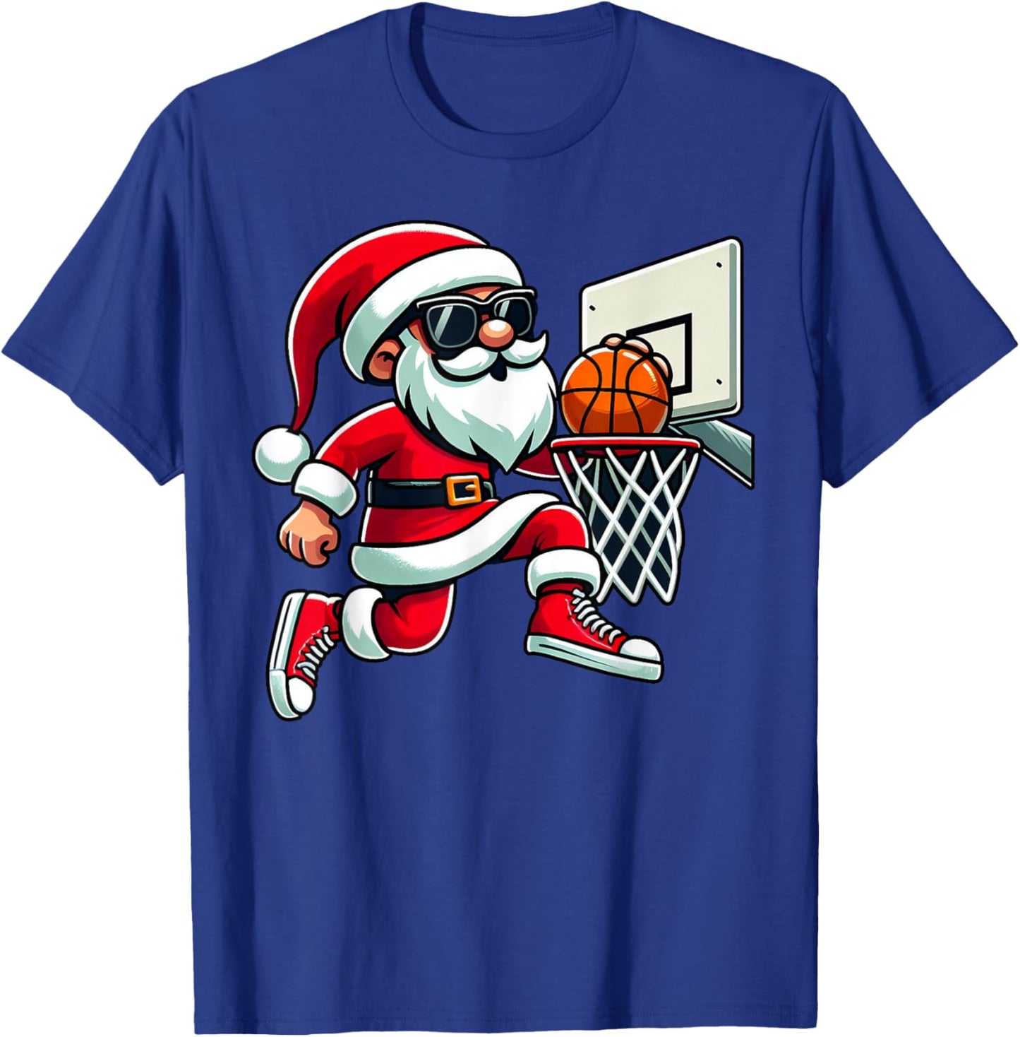 Christmas Santa Claus Dunking A Basketball Boys Kids Xmas T-Shirt - T-Shirt | Royal